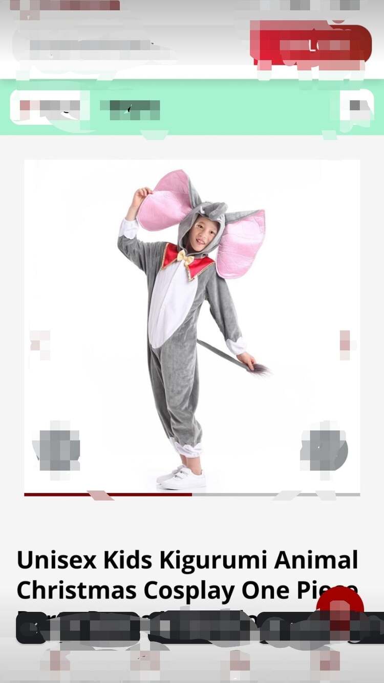 Kids Unisex Elephant Kigurumi Animal One-Piece Cosplay Costume Jumpsuit